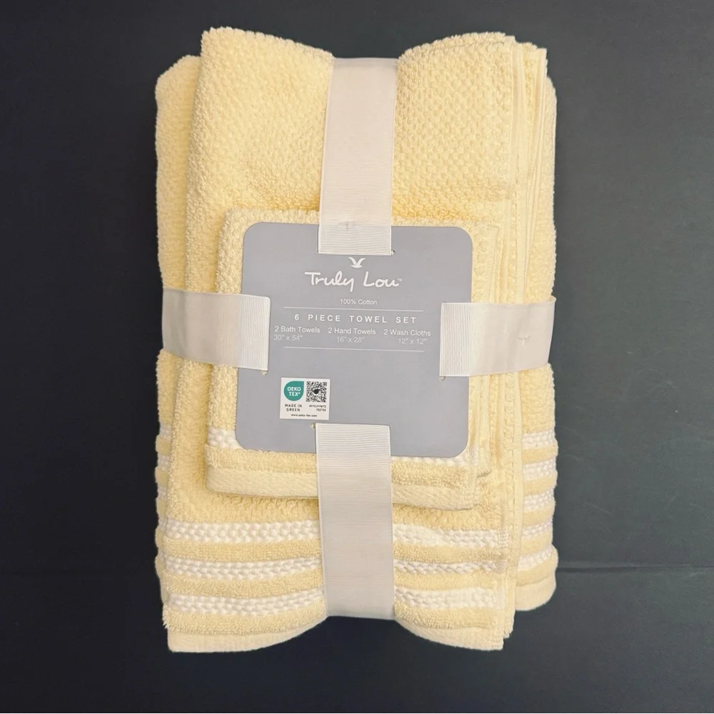 6pc TRULY LOU 100% Cotton Bath Towel Set - DAFFOFIL20 - Towel Bundle